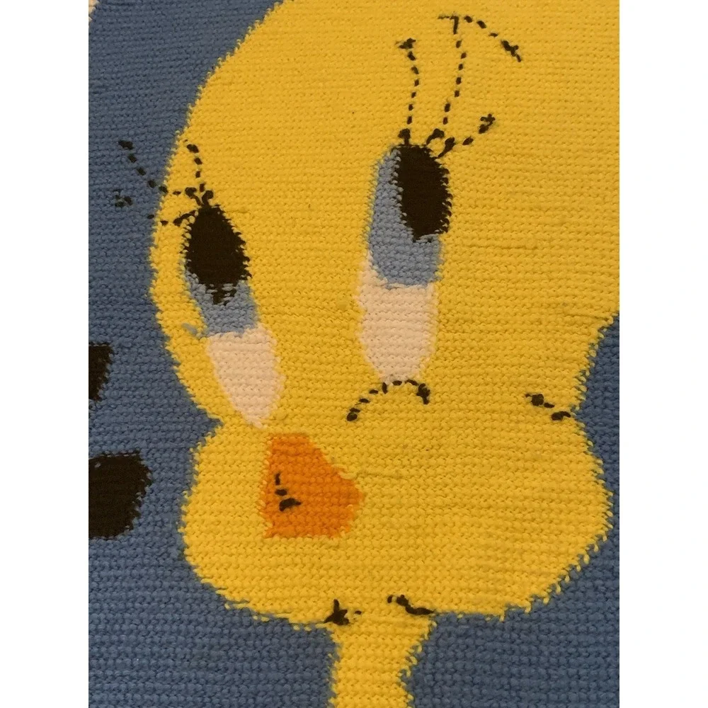 Handmade Knitted Tweety Bird Blanket‎ 62 Inches X 36 Inches Amazing details!
